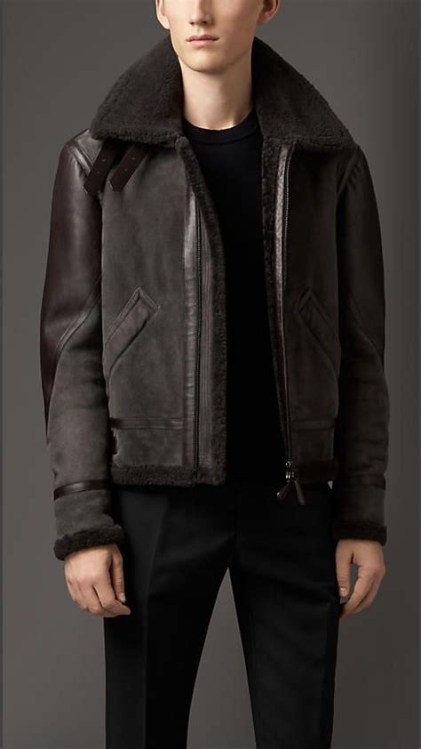 burberry london shearling coat|shearling aviator jacket men's.